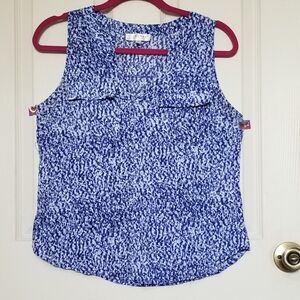 Blue Patterned Sleeveless Top